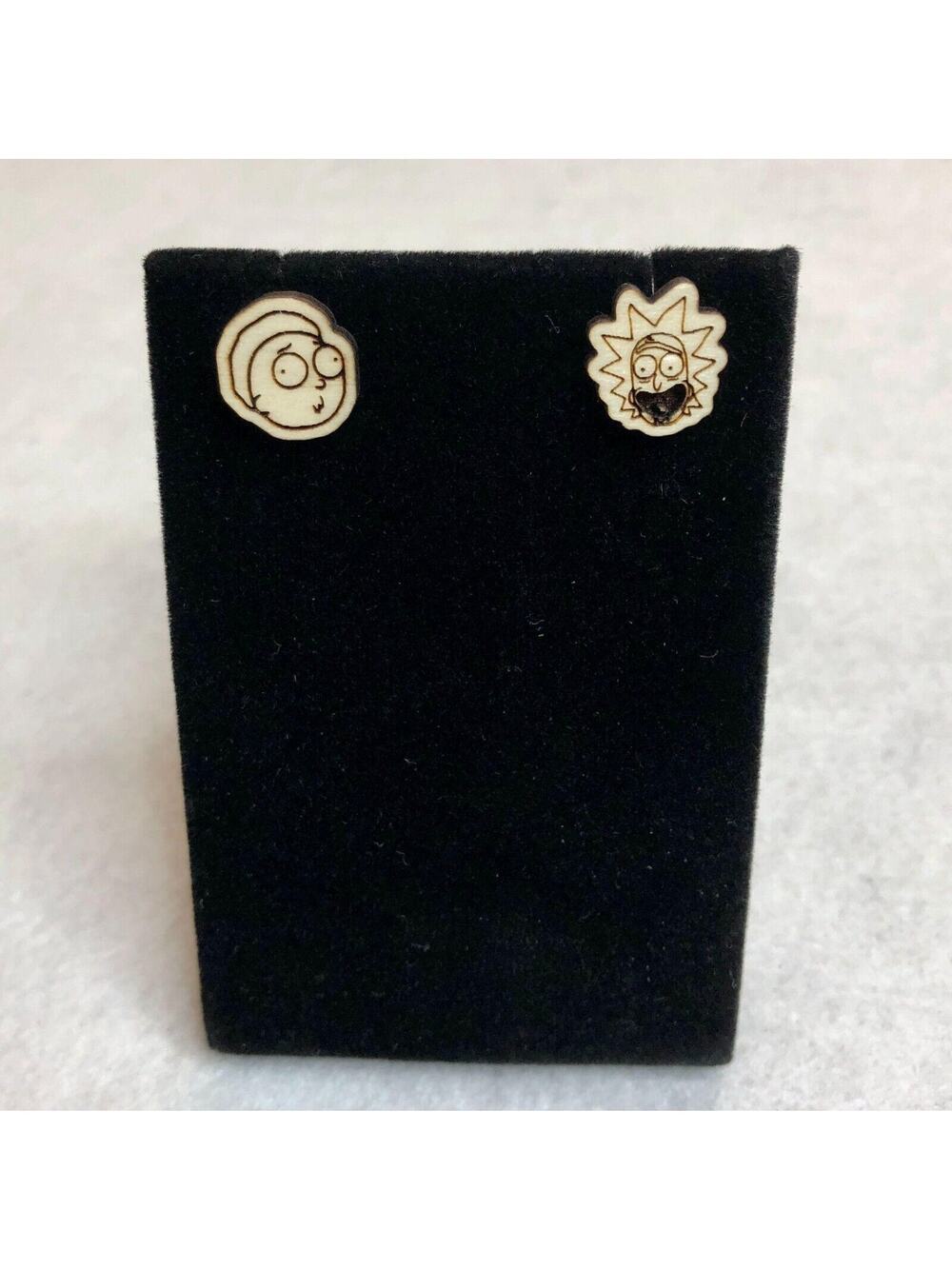 Rick and Morty Wood Stud Earrings